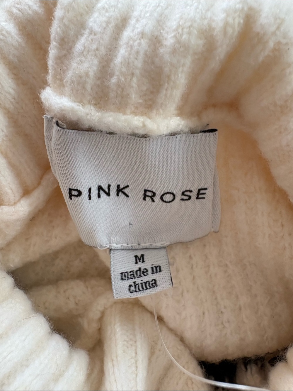 Pink Rose Cream Turtleneck Sweater with Black Geometric Stripes - Picture 3 of 9